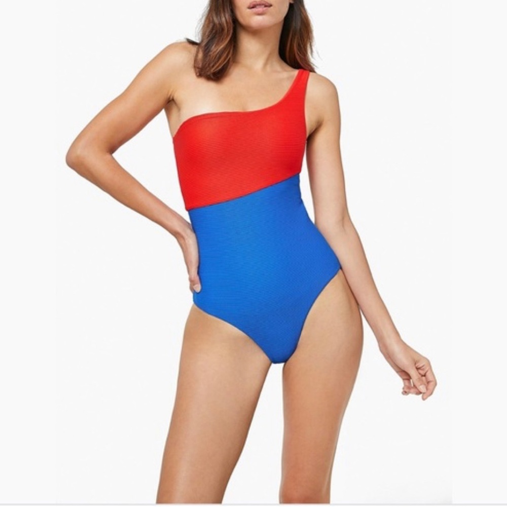 Onia Sienna one piece swimsuit ribbed colorblock